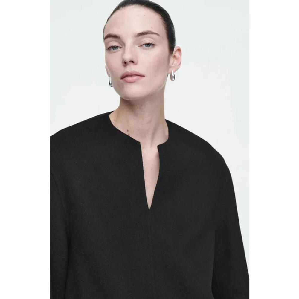 NEW, COS Double-Faced Wool Blouse in Black Size 4 #W128 - Picture 3 of 11